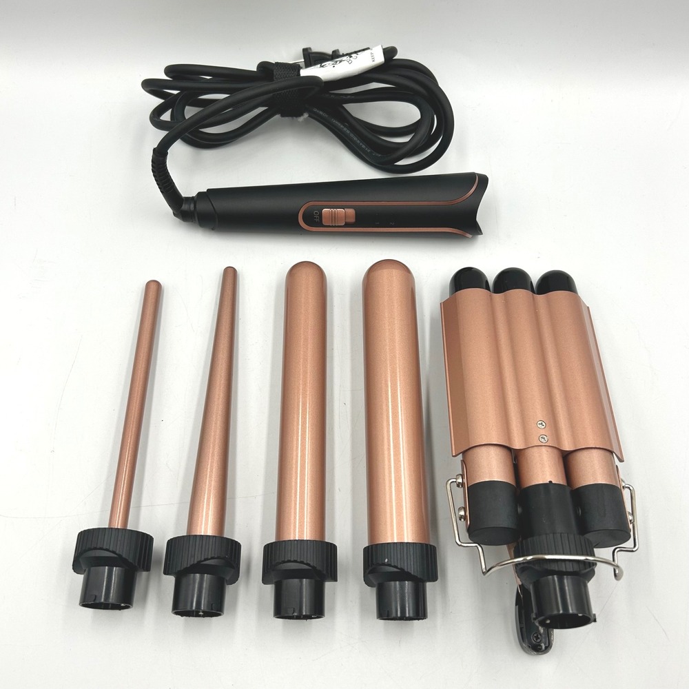 5-in-1 Curling Iron Set Rose Gold Interchangeable EUC‎ Tested and Working